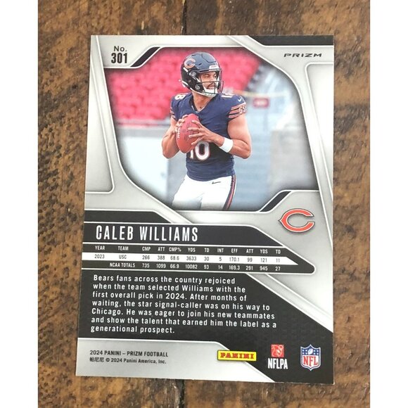 2024 Panini Prizm Rookies Caleb Williams #301 Pink Prizm (RC) - Picture 2 of 4